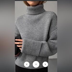 NWT COMMENSE Turtleneck Ribbed Warm Sweater Grey MEDIUM